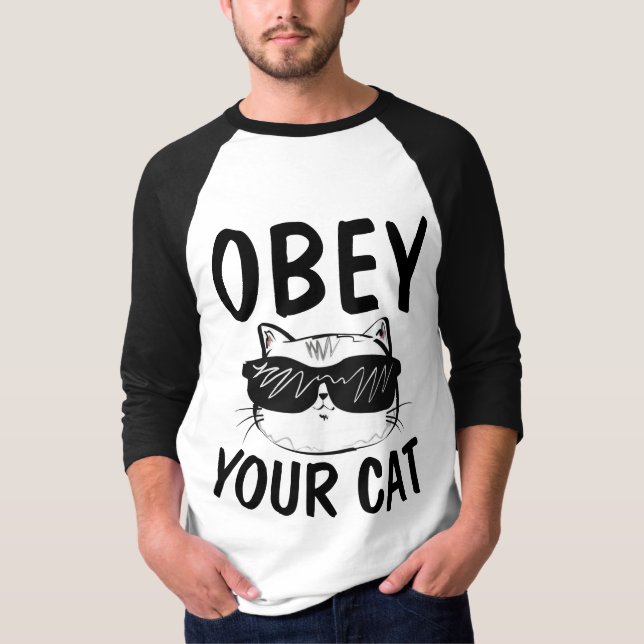 OBEDEÇAM SEU GATO, T-shirts Engraçadas (Frente)