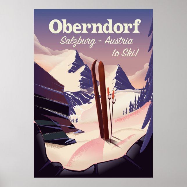 Oberndorf,Salzburg,Áustria, poster de esqui (Frente)