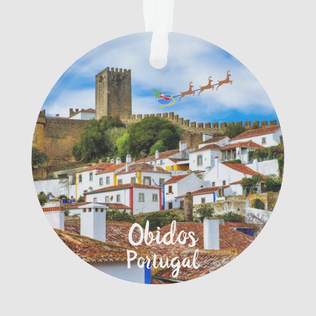 Obidos, Portugal Enfeites de natal Panorâmico (Verso)