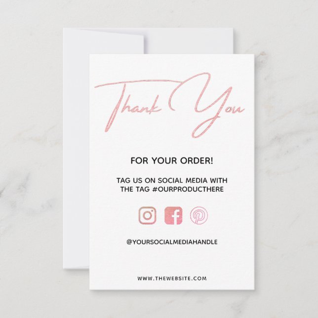 Obrigado a rosa inserção personalizada de mídia (Frente)