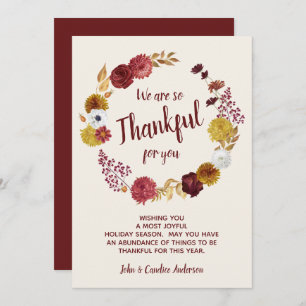 Obrigado Ação de Graças Burgundy Dourada Floral
