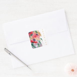 Obrigado Adesivo Quadrado Floral Elegante