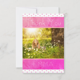 Obrigado Aniversário Cartão Girly Pink Stars Foto