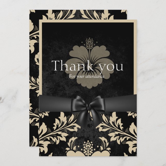 Obrigado arco negro, convite bege (Frente/Verso)