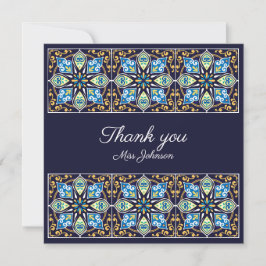 Obrigado Azulejos azuis personalizáveis