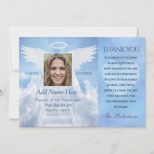 Obrigado Cartão com fotos Angel Wings (Frente)