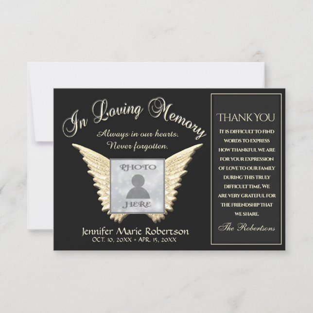 Obrigado Cartão com fotos com Angel Wings (Frente)