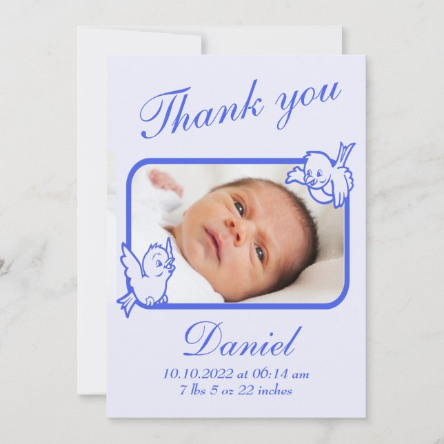 Obrigado cartão com fotos de anúncio de nascimento (Frente)