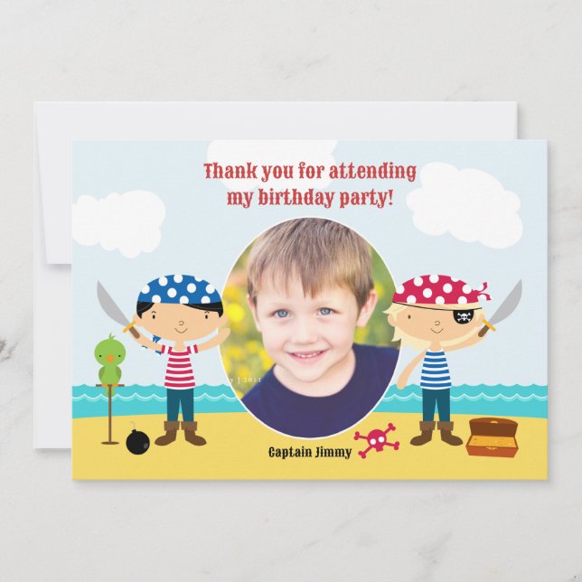 Obrigado Cartão com fotos Pirata (Frente)