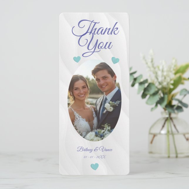 Obrigado - Cartão de Casamento (Em pé/Frente)