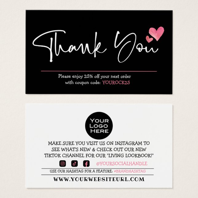 Obrigado Cartão de Desconto de Clientes do Scipt & (Frente & Verso)