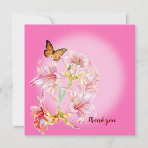 Obrigado, cartão de flores rosa
