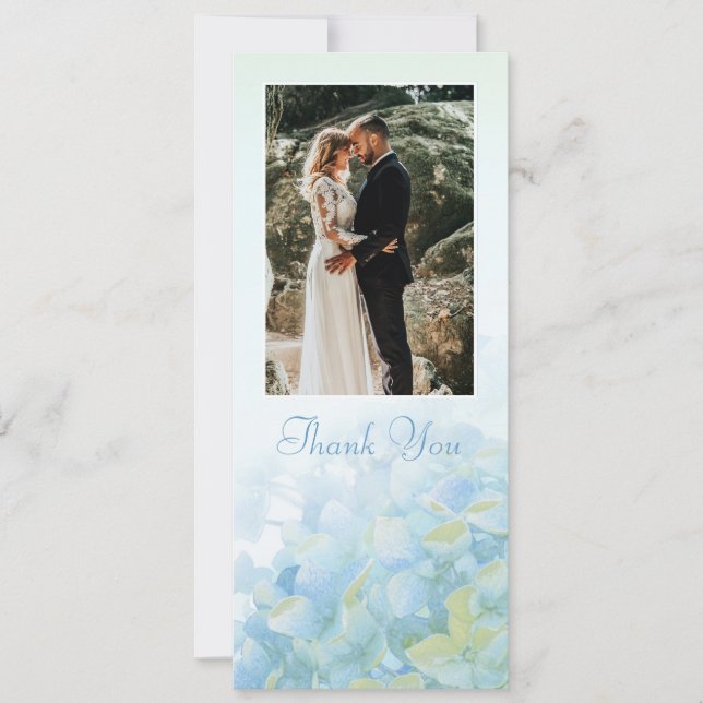 Obrigado cartão de hortênsia de fotos de casamento (Frente)