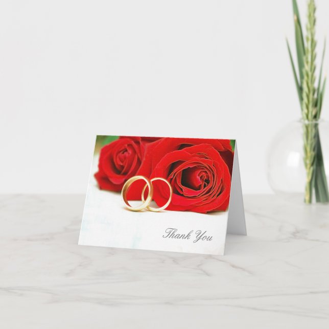 Obrigado cartão de nota do casamento da rosa (Frente)