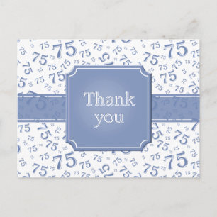 Obrigado Cartão Postal 75 Número Padrão Azul/Branc