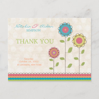 Obrigado Cartão Postal de Flores Altos Coloridas d