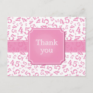 Obrigado Cartão Postal Número 45 Rosa/Branco