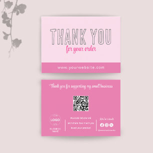 Obrigado Cartões Código Qr Logotipo rosa Empresa