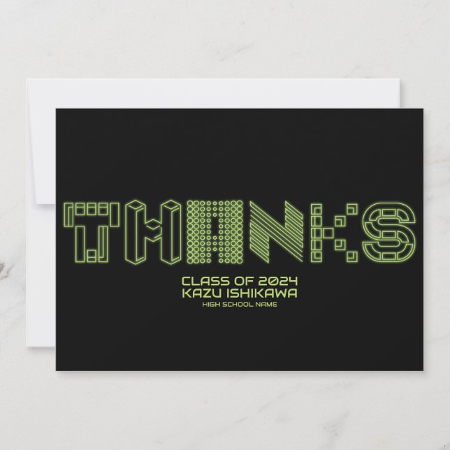 OBRIGADO | Cartões de anúncio de formatura neon ve (Frente)