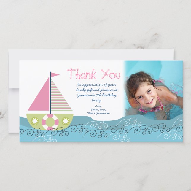 Obrigado cartões de fotos da festa de aniversário (Frente)