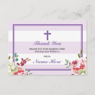 Obrigado cartões florais da listra roxa religiosa