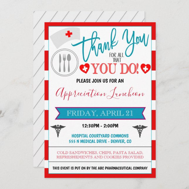 Obrigado Convite para Evento de Profissionais de S (Frente/Verso)