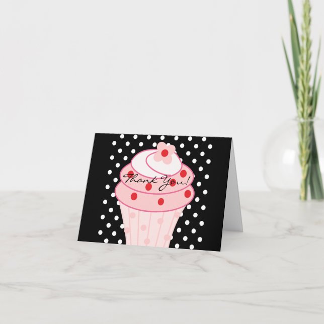 Obrigado cor-de-rosa do cupcake você cartões (Frente)
