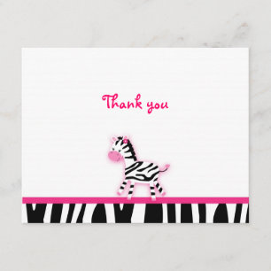 Obrigado cor-de-rosa doce da zebra você cartões 