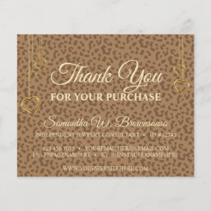 Obrigado Coração Texturizado Leopard Ouro Marrom