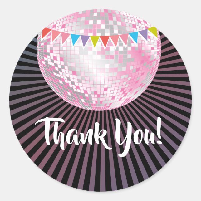 obrigado de bola de disco rosa, seus adesivos (Frente)