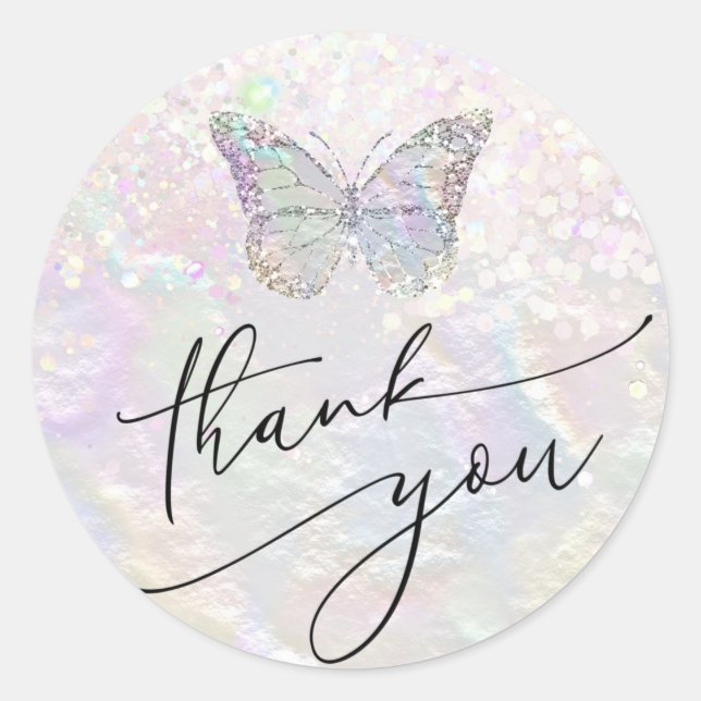 obrigado de borboleta pastel seu adesivo redondo c (Frente)