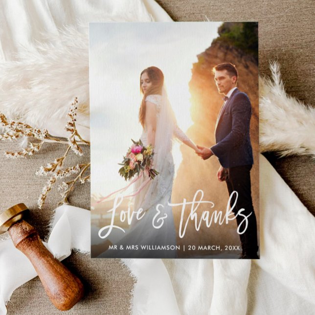 obrigado de casamento branco você cartão com fotos (Criador carregado)