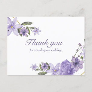 Obrigado de casamento com cartão postal floral