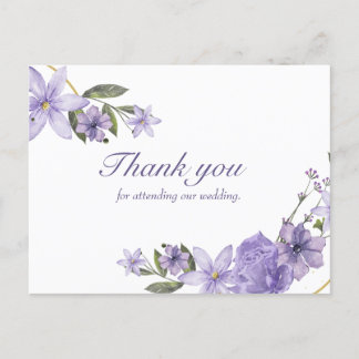 Obrigado de casamento com cartão postal floral