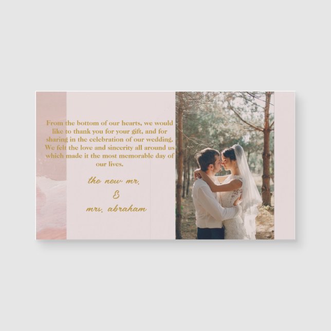 Obrigado de casamento Elegante moderno rosa e neut (Frente)