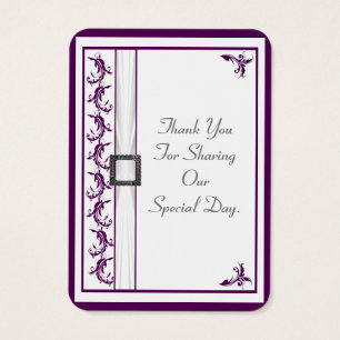 Obrigado de casamento roxo e branco você marca