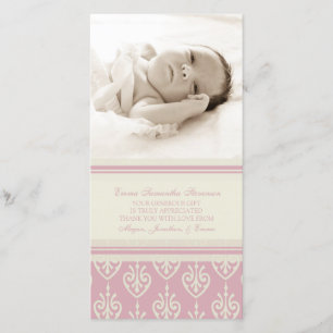 Obrigado de creme cor-de-rosa você cartões com