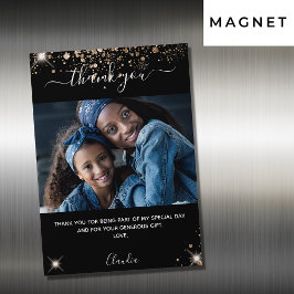 Obrigado de foto dourado preto, seu ímã