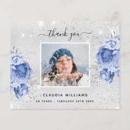 Obrigado de fotos azul prateado de aniversário