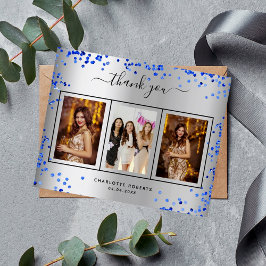 Obrigado de fotos azul real de prata de aniversári