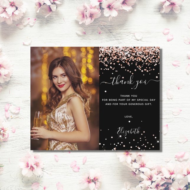 Obrigado de fotos rosa de ouro preto de aniversári (Criador carregado)