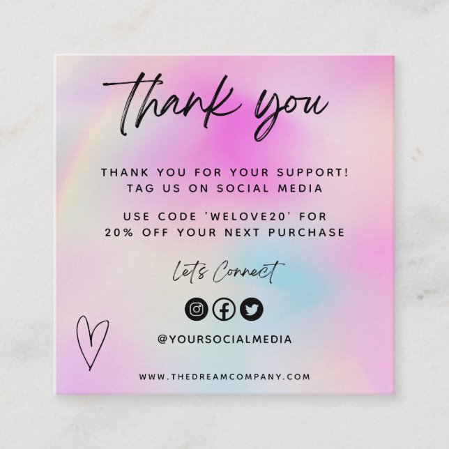 Obrigado de inserção de mídia cardíaca rosa Mini (Frente)