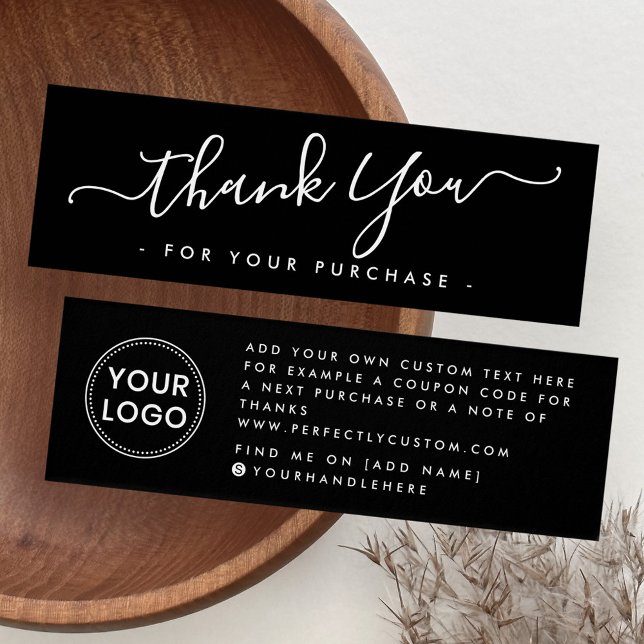 Obrigado de logotipo comercial de script preto que (Black script business logo thank you insert card)