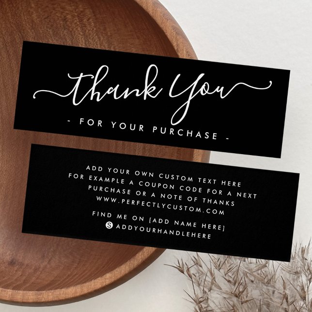 Obrigado de negócios preto elegante que você inser (Black elegant business thank you insert card)