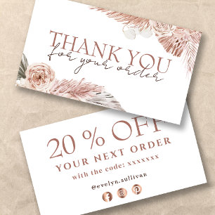 Obrigado de rosa Boho com cartão de desconto