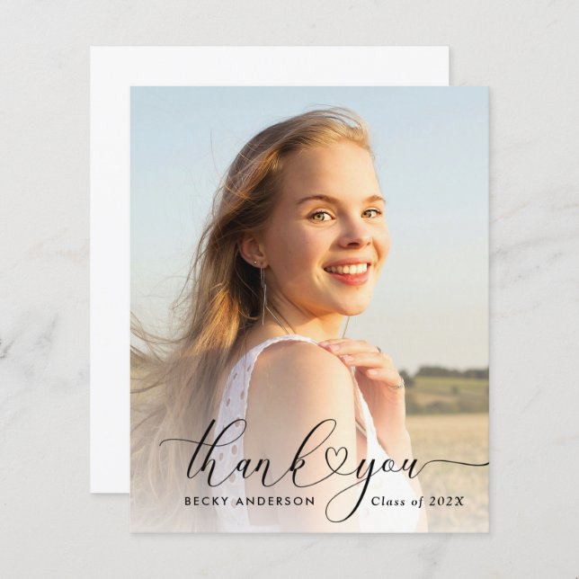 obrigado de script cardíaco seu cartão de graduaçã (Frente/Verso)