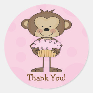 Obrigado do macaco do cupcake você etiqueta