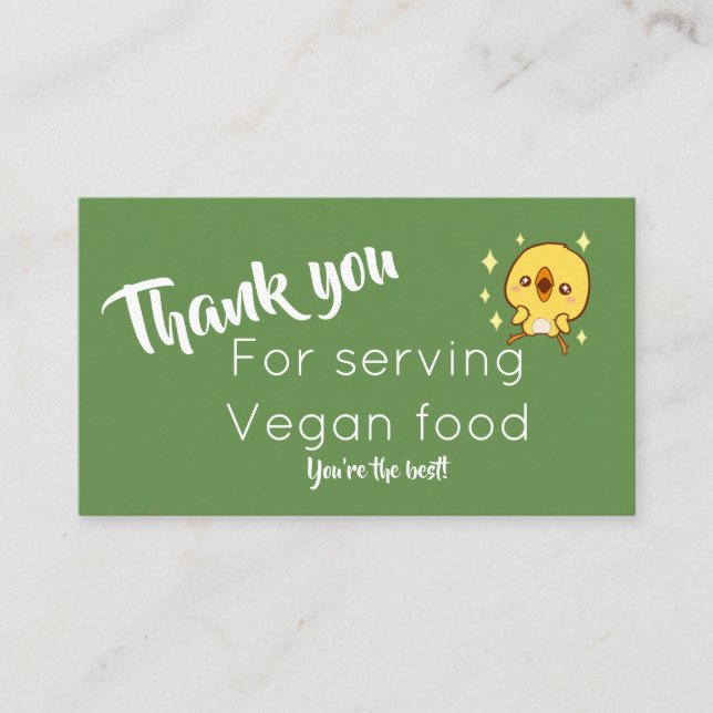 obrigado do vegan você cartão telefónico (Frente)