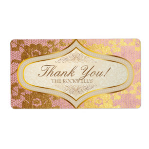 Obrigado Dourado cor-de-rosa da etiqueta do