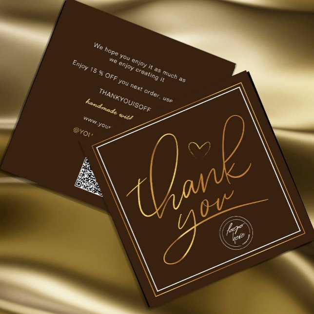 Obrigado Elegante Brown e Dourado (Professional Business Thank You Elegant Brown Gold Card. Send and extra special THANK YOU message)